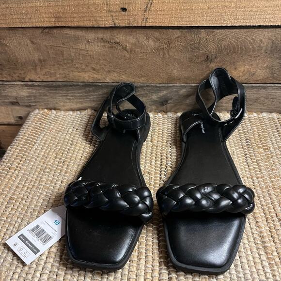Time And Tru Black Braided Ankle Strap Sandals Size 10 - Picture 3 of 11